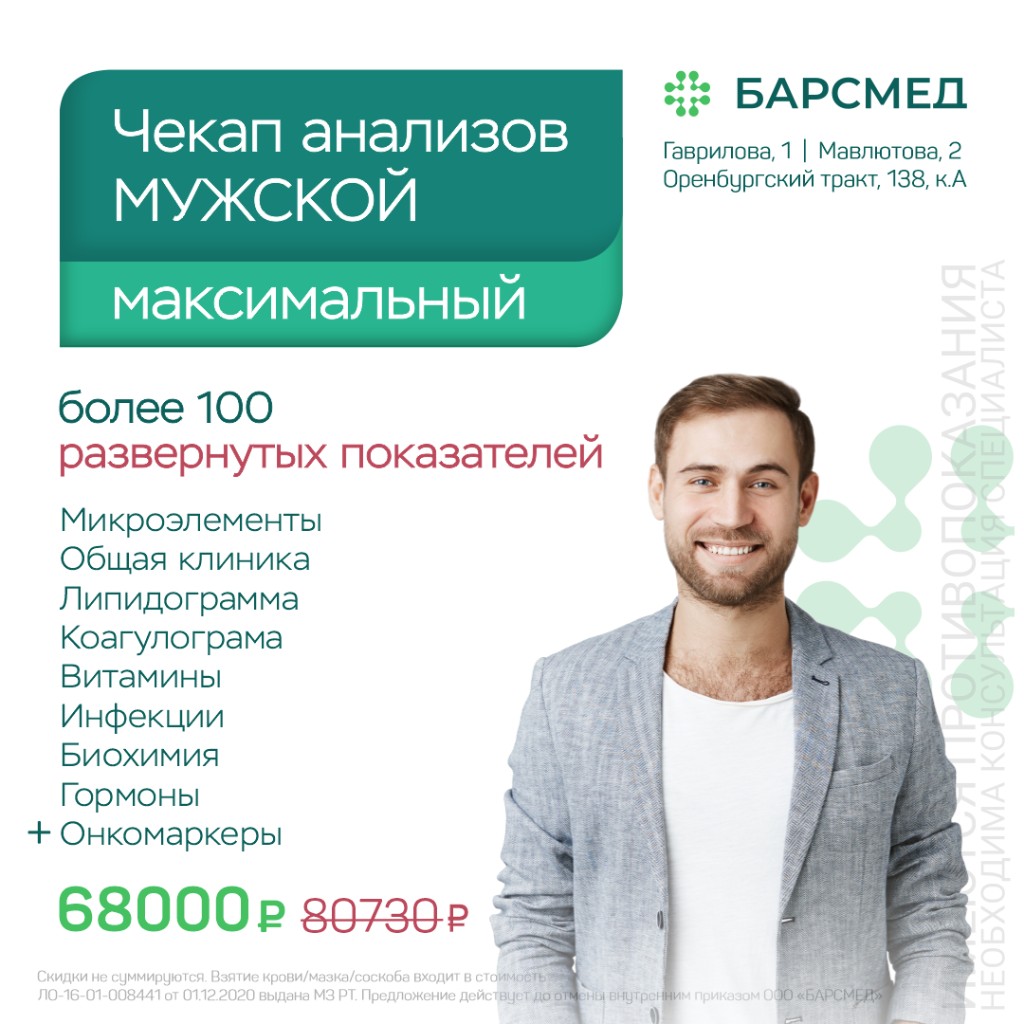 Мужской максимальный чекап анализов